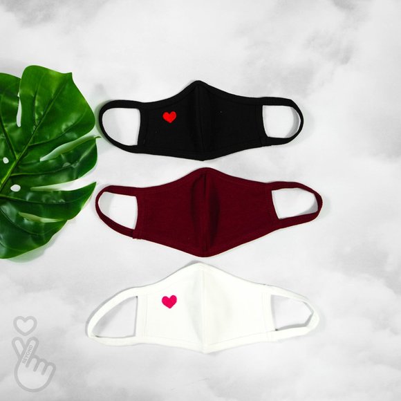 3 PACK BLACK FACE MASK KPOP HEART FACE MASKS - Picture 1 of 2
